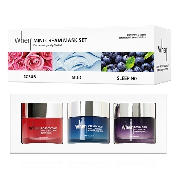 WHEN Beauty Mini Cream Mask Set Scrub/Mud/Sleeping - Picture 1 of 10